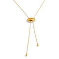 Yhpup 70cm Sweater Chain Jewelry Stainless Steel Oval Geometric Drop Stretchable Necklace for Women Minimalist Charm PVD Jewelry YH2105A Gold