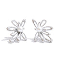 Yhpup Arrivals Hollow Flower Stud Earrings 2025 Stainless Steel Imitation Pearls Trending Elegance Daily Jewelry Rust Proof
