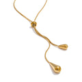 Yhpup Exquisite Stainless Steel Handmade Polished Chain Chest Necklace Water Drop Dangle Fashion Earrings Women Charm Jewelry YH5047A G-Necklace