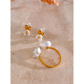 Yhpup Fairy Resin Flower Sweet Earrings Ring Stainless Steel Waterproof PVD Plated Rust Resistant Summer Fashion Jewelry