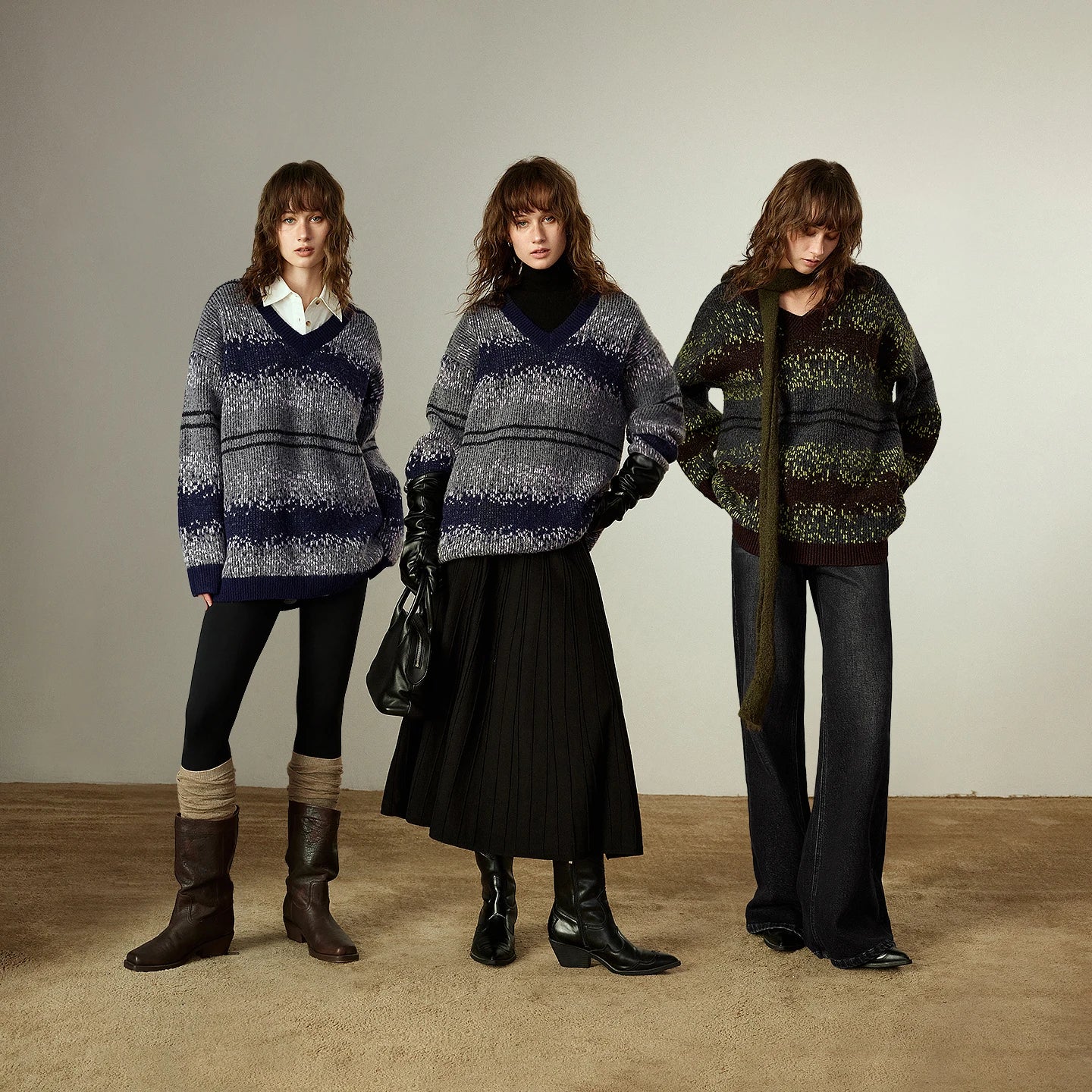 Suéter Fair Isle Alongado com Decote V