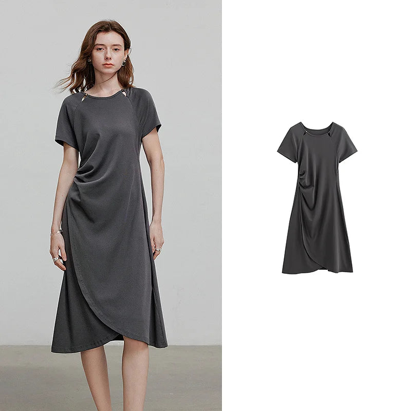 Vestido Midi Ajustado com Aplicações Gray