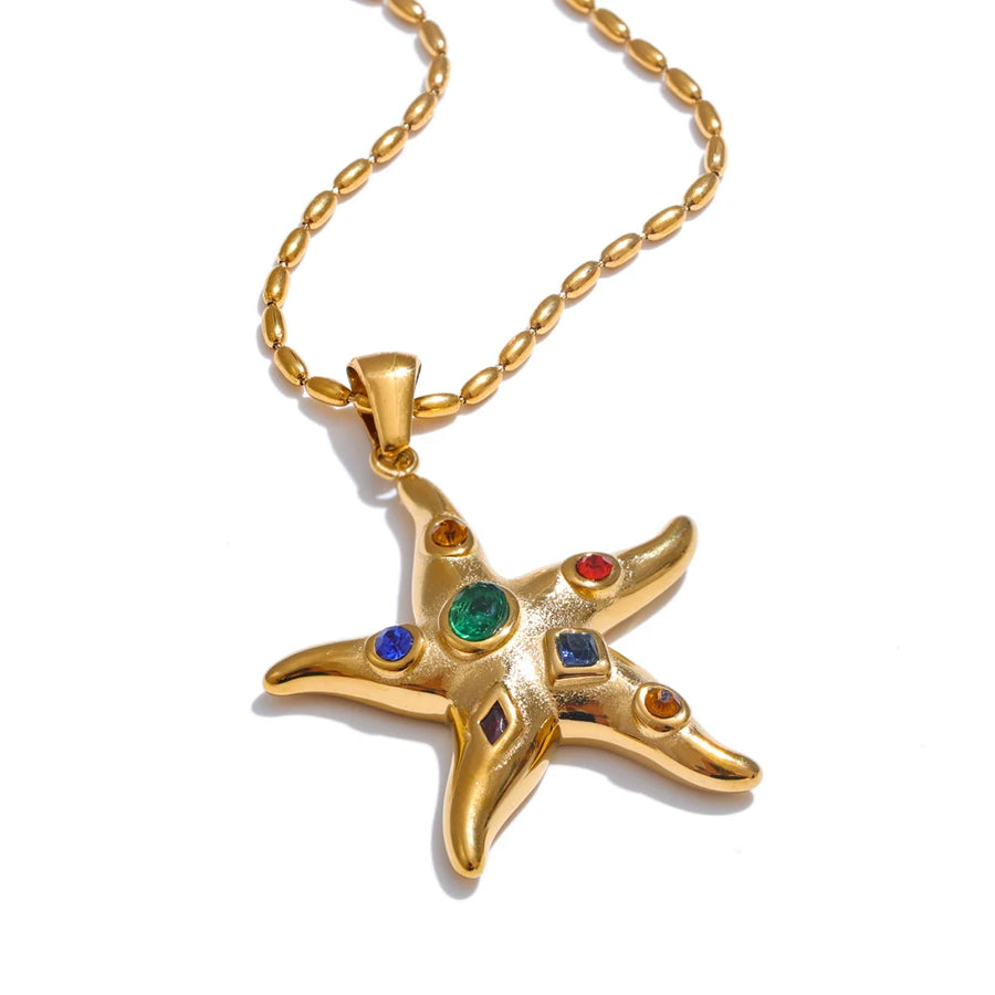 Colar Feminino Estrela com Zircônias Coloridas em Aço Inoxidável 3 Único