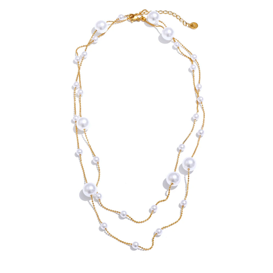 Colar Feminino Redondo com Pérola em Aço Inoxidável 2 YH4414A Gold