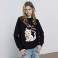 Suéter Vermelho Peluciado com Jacquard de Gato