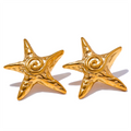 Yhpup Fashion Stainless Steel Star Golden Stud Earrings Rust Proof 18K PVD Plated Metal Popular Jewelry for Women Bijoux