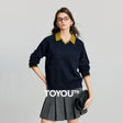 Suéter Bicolor com Gola Camisaria