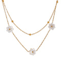 Yhpup Summer Imitation Shell Flower Double Layer Chain Necklace Anklet for Women Trendy Plant Charm Jewelry Bijoux Gift YH3980A Necklace