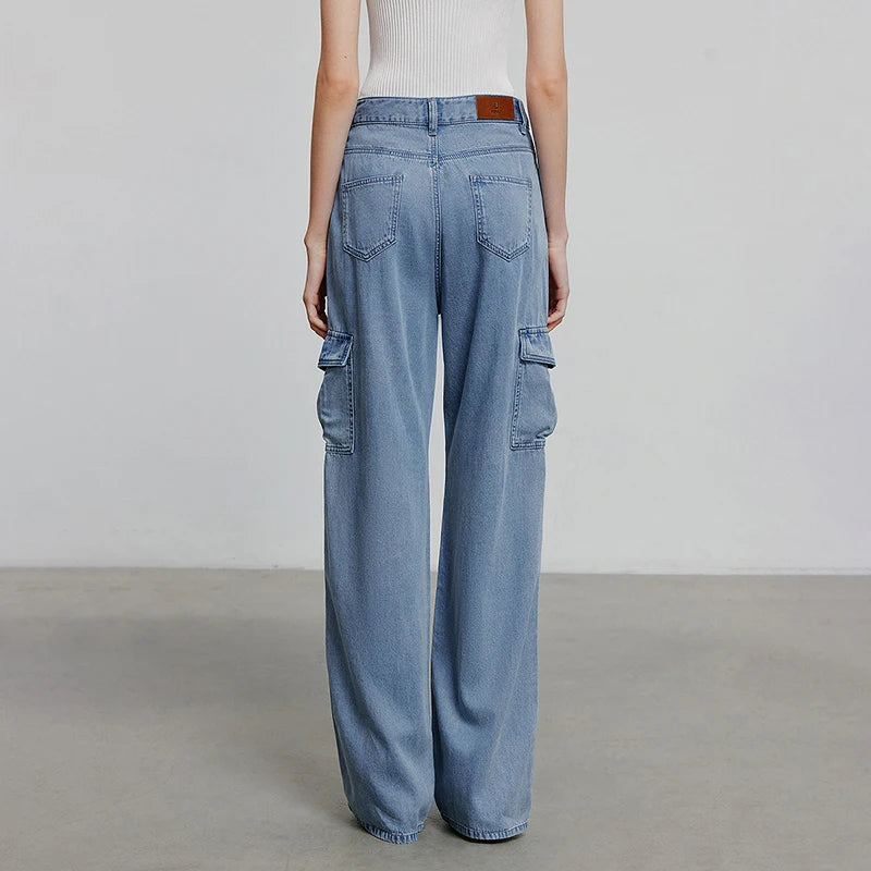 Calça Jeans Feminina Wide Leg Leve em Liocel