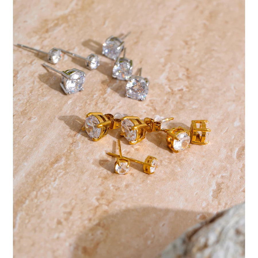Kit de Brincos Redondos com Zircônia