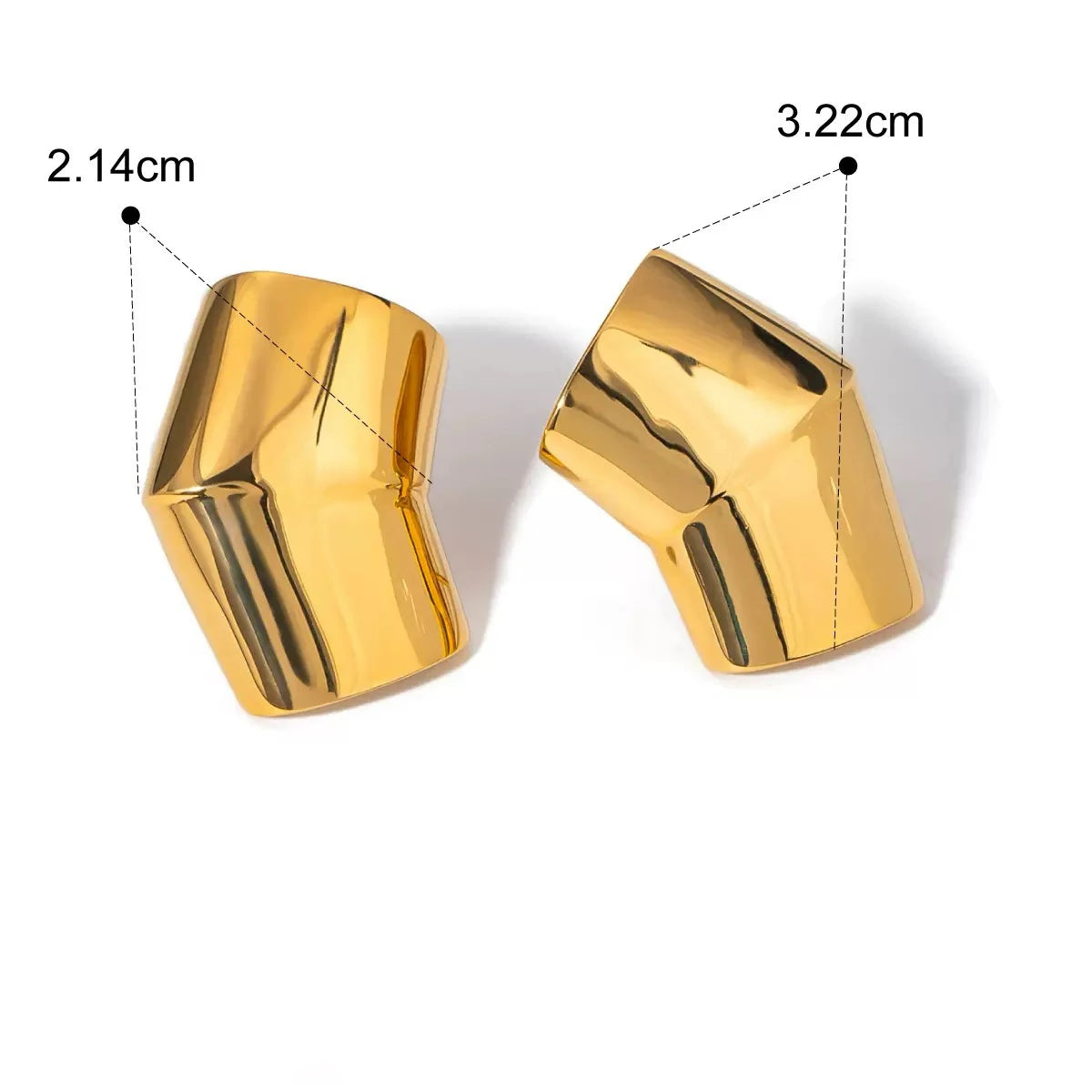Brinco de Pino Irregular Polido com Banho Ouro 18K