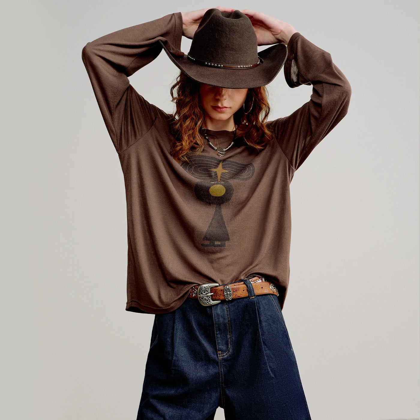 Cardigan Feminino de Liocel e Lã com Estampa Artística