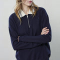 Moletom Feminino Forrado Color Block com Gola Polo