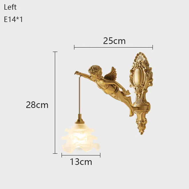 Luminária Francesa Angelical de Cristal e Bronze | Delamantina Flor à Esquerda