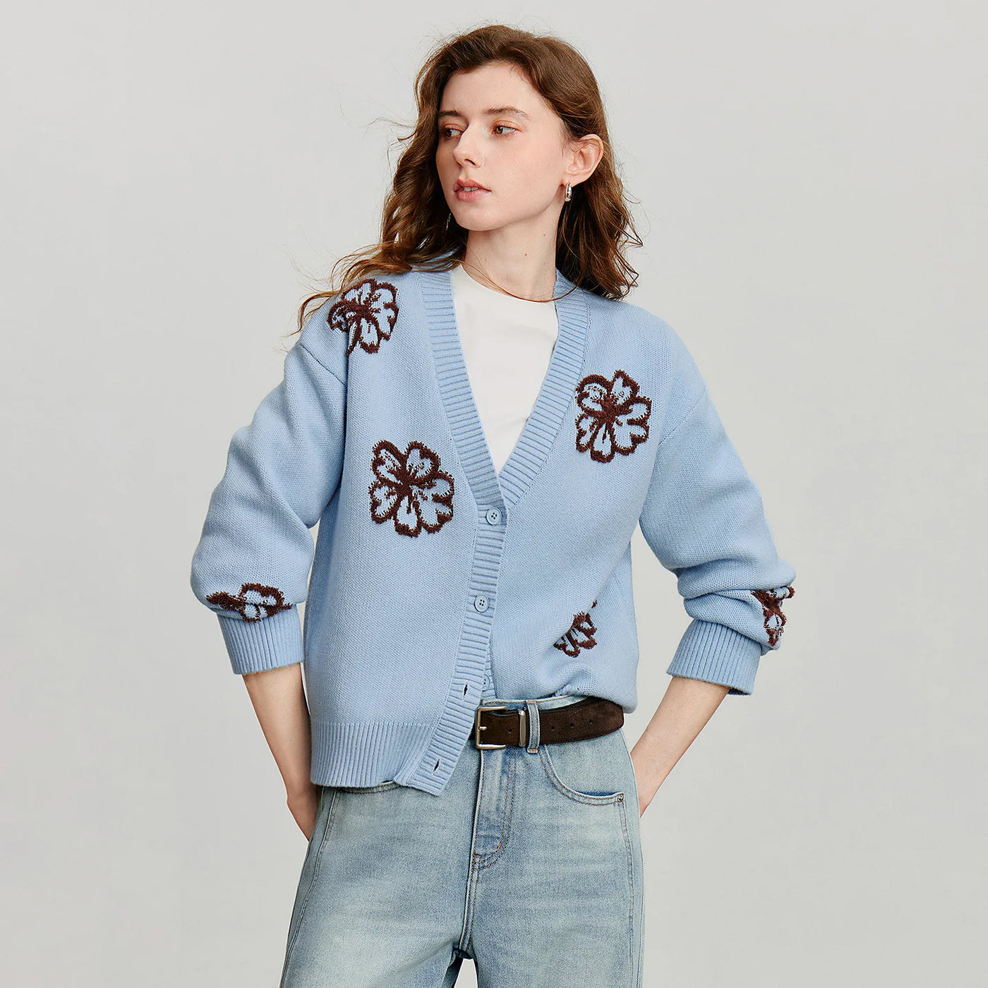 Cardigan Feminino Verde Aveludado com Decote V