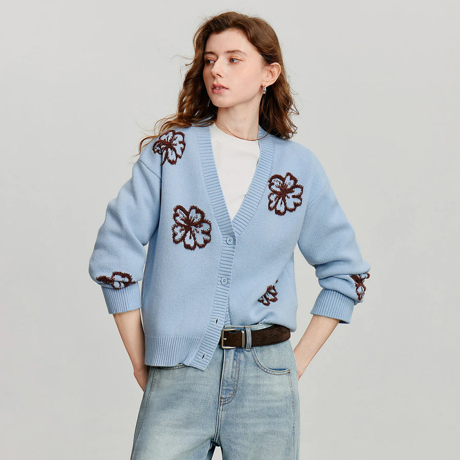 Cardigan Feminino Verde Aveludado com Decote V
