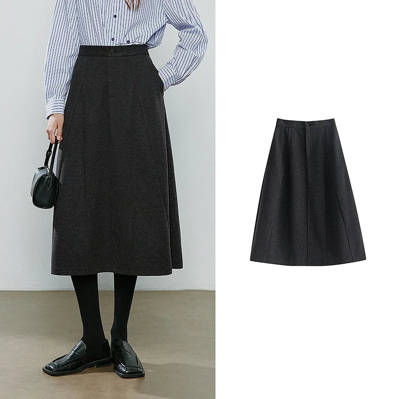 Saia Midi Feminina Assimétrica de Inverno