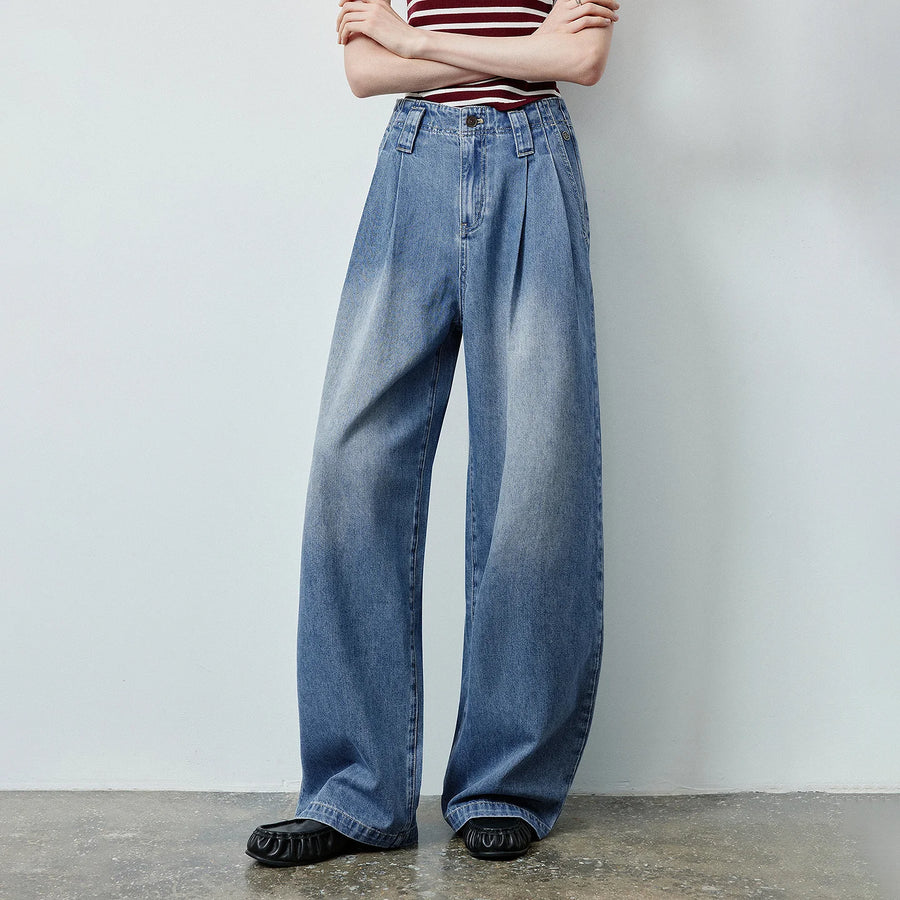 Calça Jeans Feminina Barrel Vintage Cintura Alta