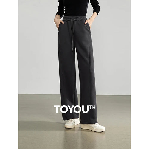 Calça Wide Leg Feminina de Algodão com Cordão