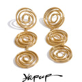 Yhpup Popular Stainless Steel Round Hollow Long Drop Earrings for Women Rust Proof Daily Charm Statement Jewelry Waterproof Gift