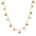 Colar Feminino Gota com Zircônias Coloridas em Aço Inoxidável 4 Ouro com Zircônia Branca