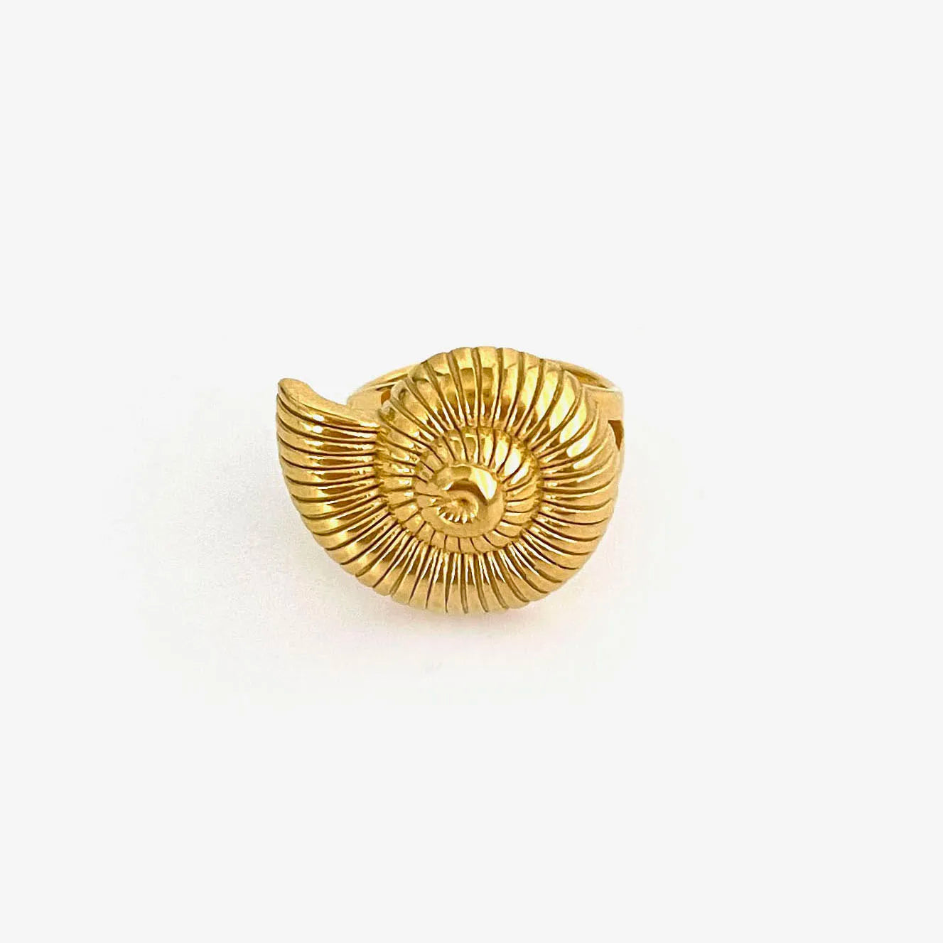 Anel Aberto Croissant e Concha com Banho Ouro 18K