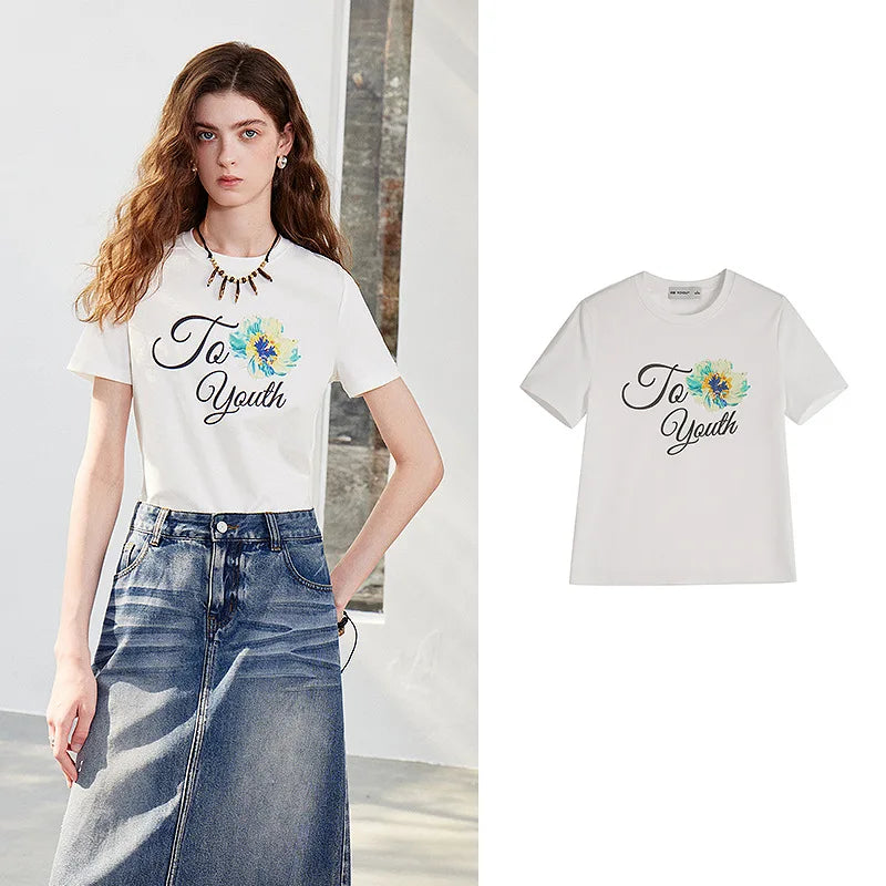 Camiseta Feminina de Liocel com Estampa Artística