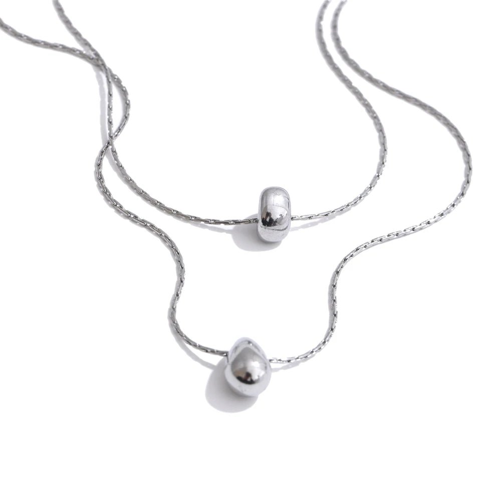 Colar Feminino de Camadas Gota em Aço 316L 3 YH1656A Steel