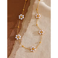 Colar Feminino Flor com Pérola em Aço Inoxidável