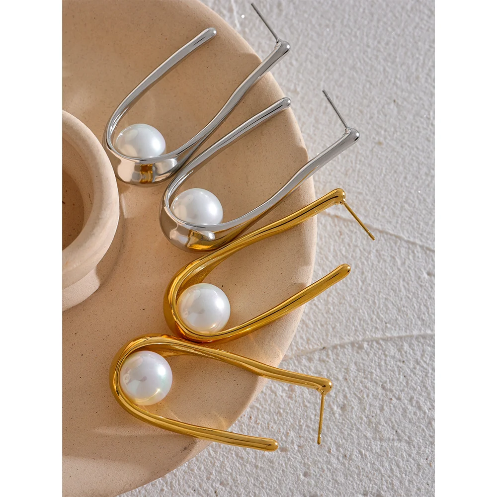 Brinco de Argola com Pérola Aço Inoxidável