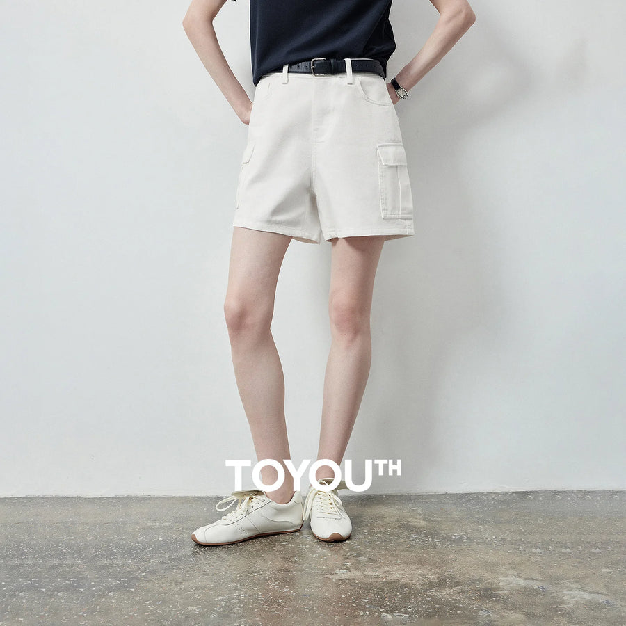 Shorts Cargo Jeans Feminino com Bolsos Grandes