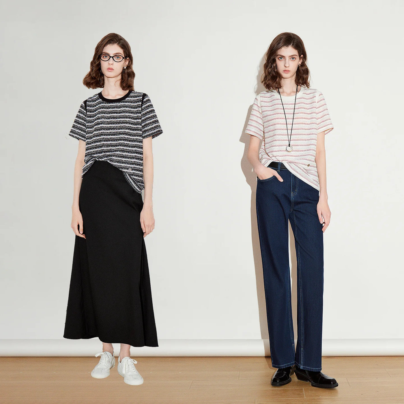 Blusa Feminina de Tricô Listrada Estilo Tweed