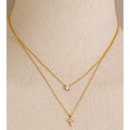 Yhpup High Quality Double-Layer Chain Zirconia Cross Pendant Delicate Necklace Stainless Steel Temperament Fashion Gift Jewelry