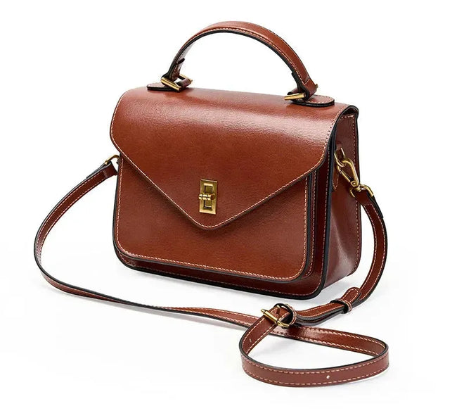 Bolsa feminina de couro legítimo vintage pequena verde 2025 estilo carteiro