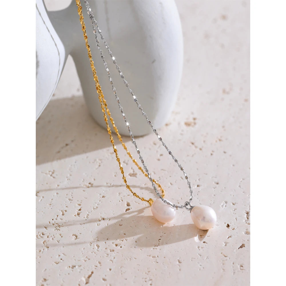Colar Feminino Gota com Pérola em Aço Inoxidável 9