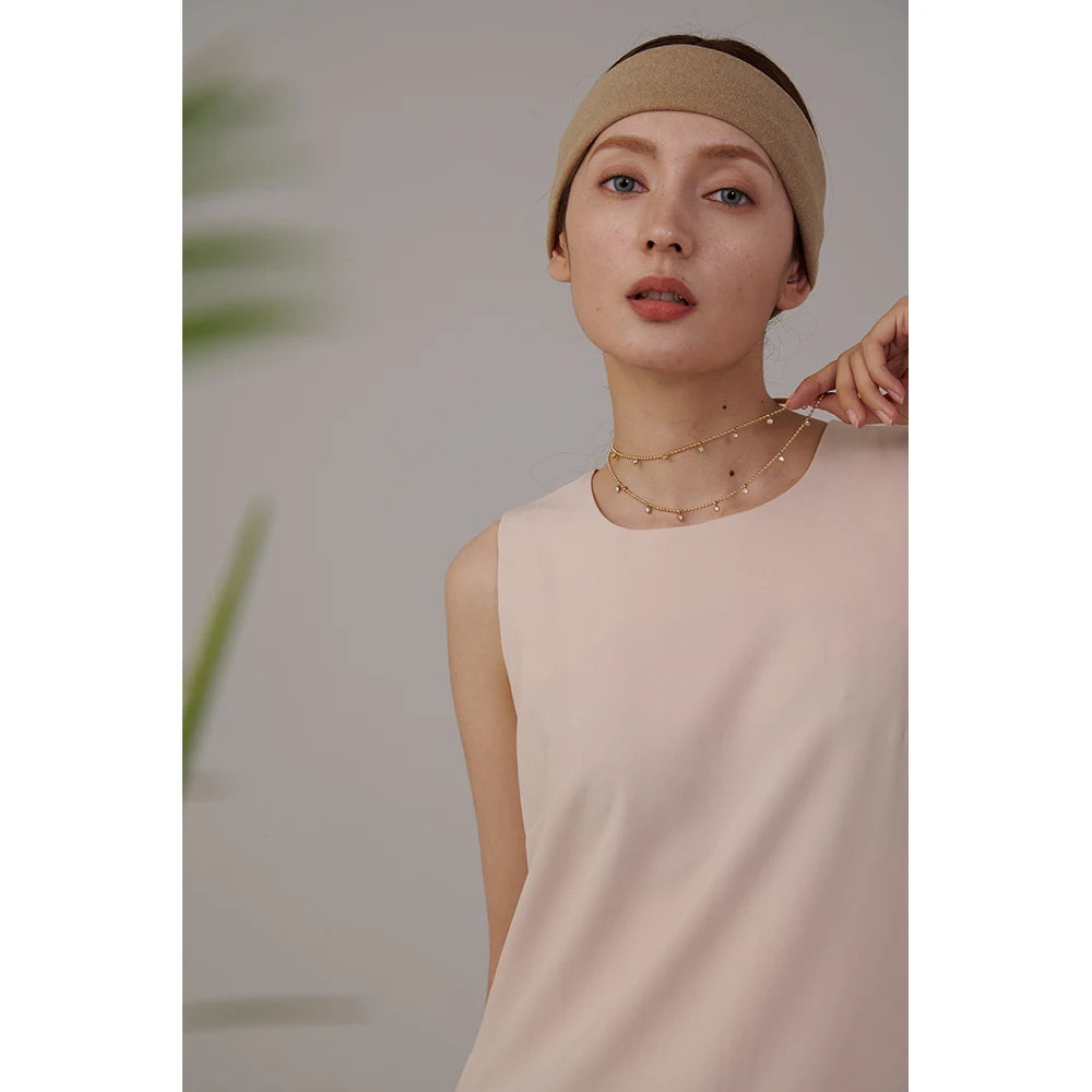 Colar Feminino de Camadas Gota com Zircônia em Aço Inoxidável