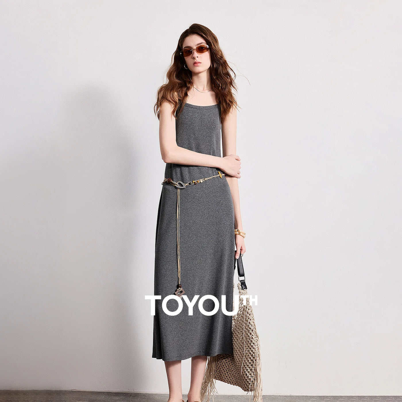 Vestido Longo de Malha com Modelagem Ajustada