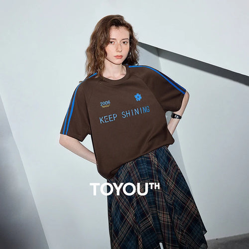Camiseta Feminina Raglan Oversized com Estampa de Letras