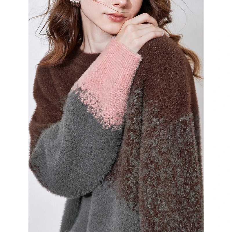 Suéter Feminino Degradê com Gola Redonda e Manga Longa