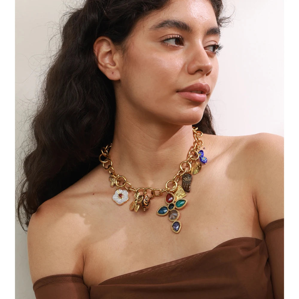 Cruz em Colar Feminino com Zircônia de Aço Inoxidável