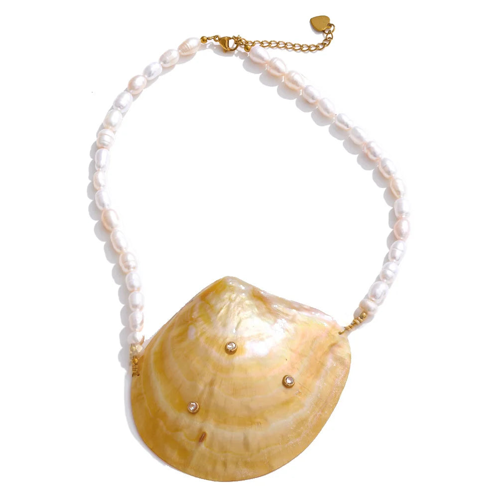 Colar Feminino Gota com Pérola em Aço Inoxidável 4 YH3124A