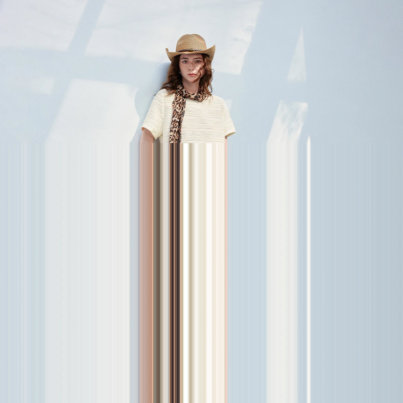 Vestido Camiseta Midi Texturizado com Caimento Solto