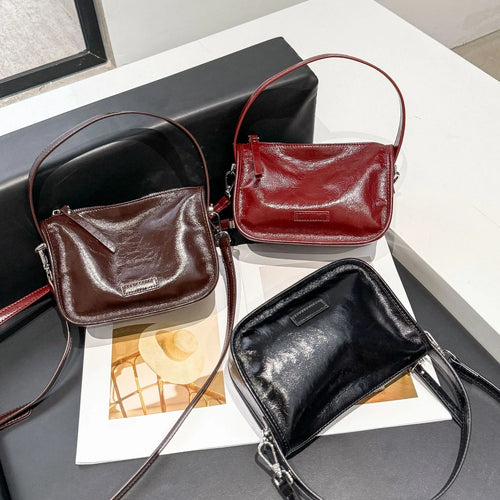 Bolsa Transversal Feminina em Couro Legítimo Marrom Vintage com Grande Capacidade