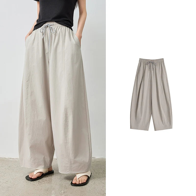 Calça Wide Leg Feminina Texturizada com Elastano