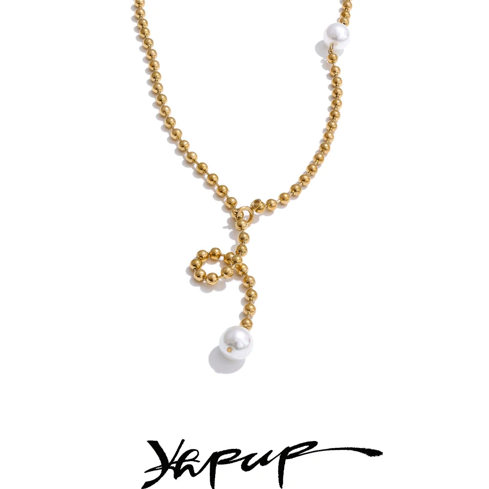 Colar Feminino Redondo com Pérola em Aço Inoxidável 6