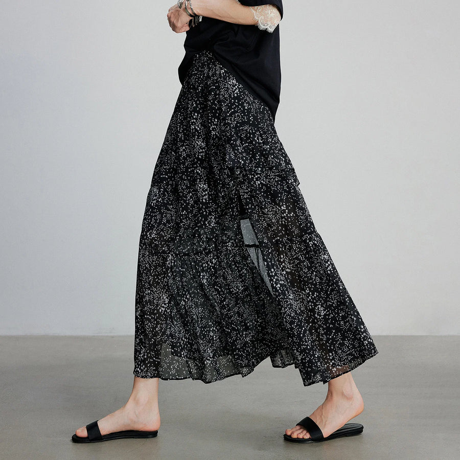 Saia Midi Feminina Floral Estampada Cintura Alta