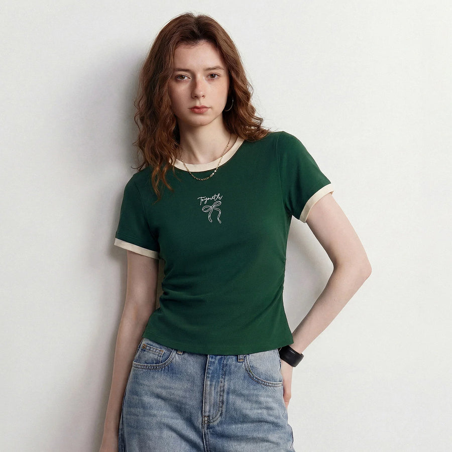 Camiseta Feminina Antibacteriana Color Block com Laço