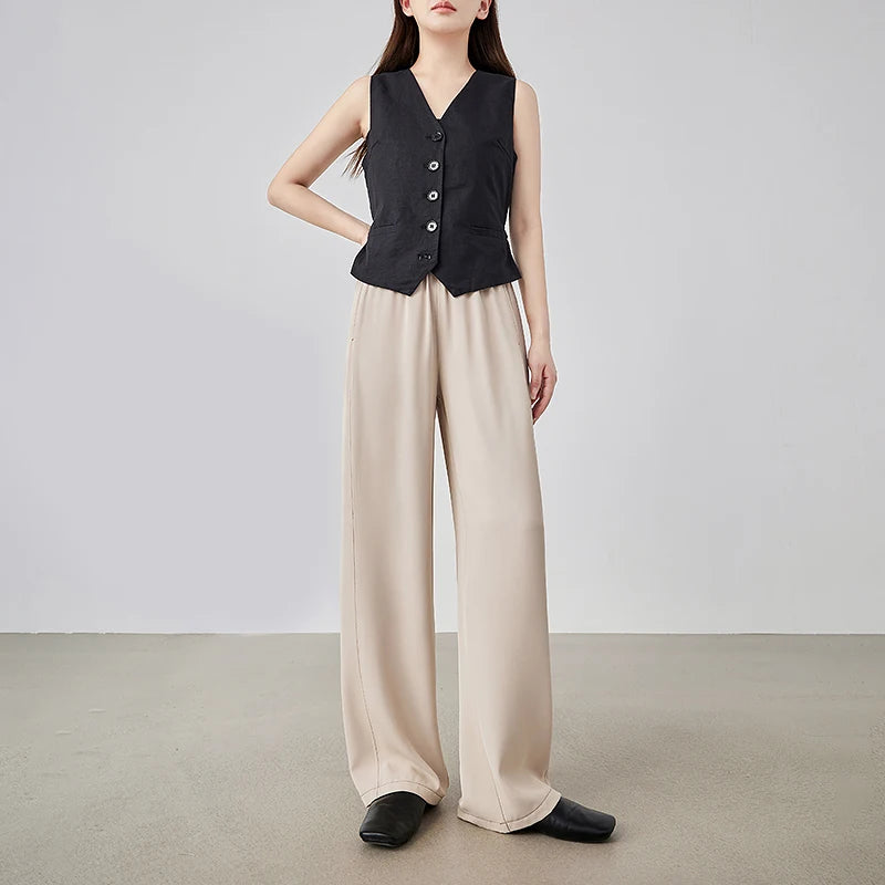 Calça Feminina Wide Leg Esportiva com Cós Elástico