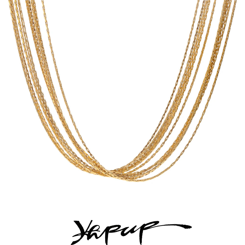 Colar Feminino de Camadas Gota em Aço Inoxidável 5
