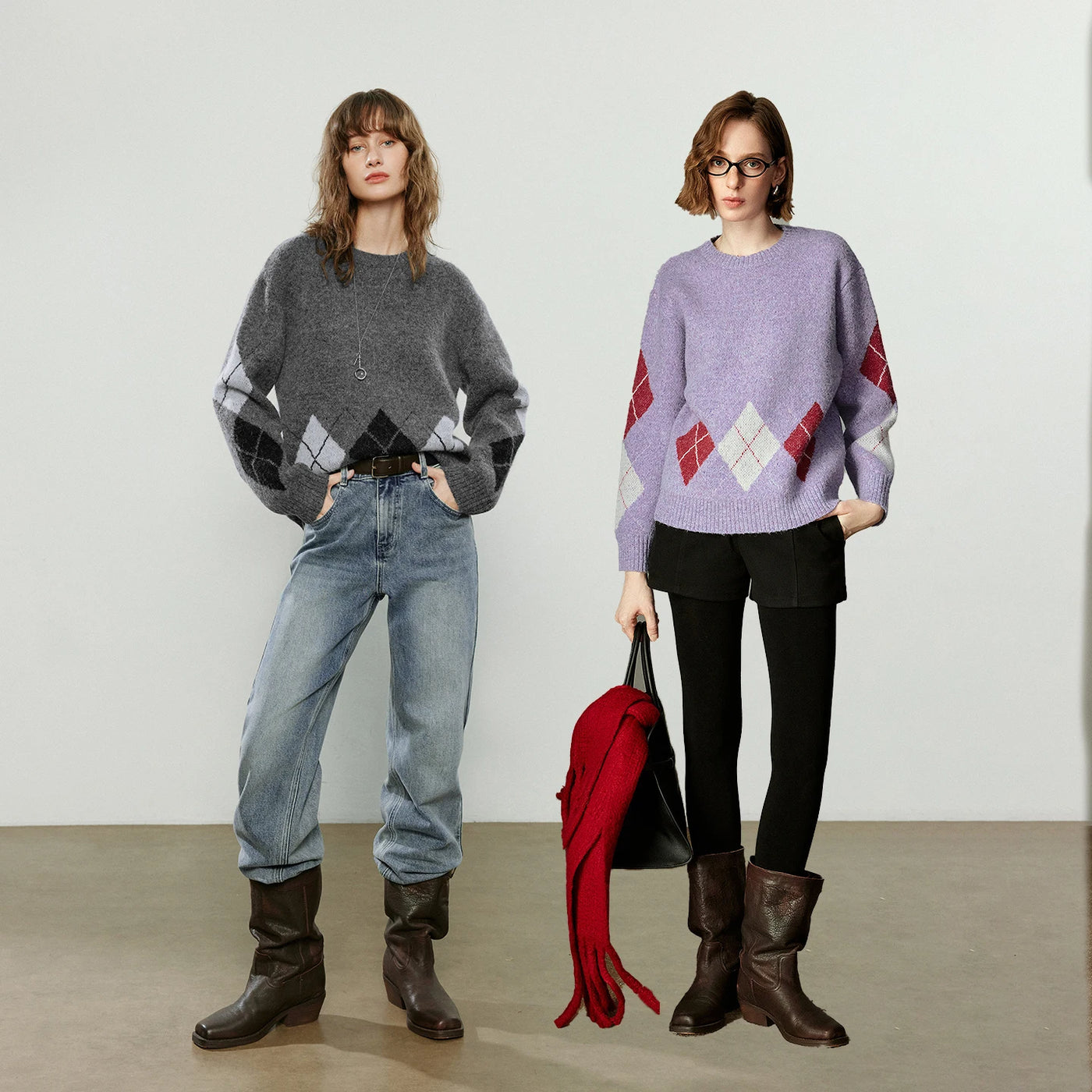 Suéter Argyle com Fio de Alpaca